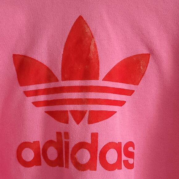 ADIDAS Hoodie Sweatshirt Colorado Cropped Velvet Trefoil Size Large Pink - Picture 2 of 9